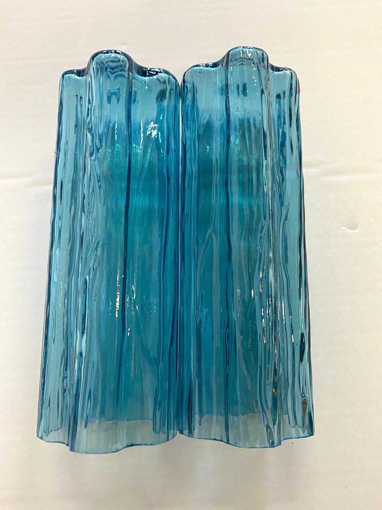 Grande lampadario Tronchi in vetro di Murano blu e color ghiaccio in vendita 2
