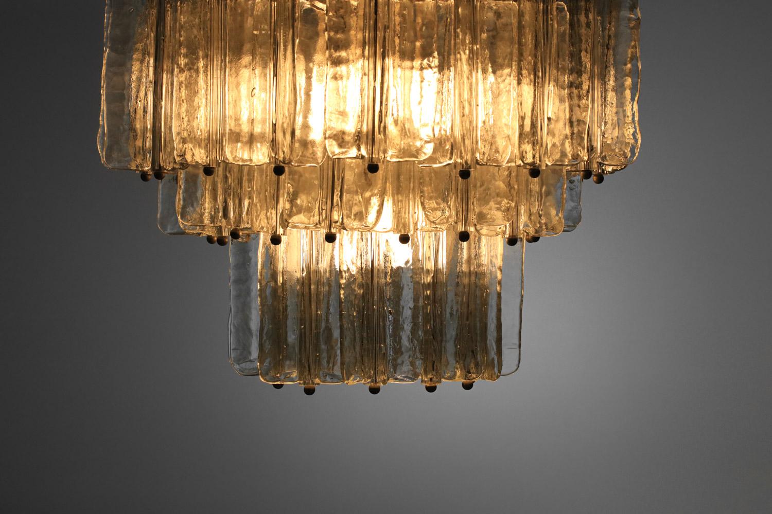 Large Italian Murano glass chandelier by venini 60's For Sale 4