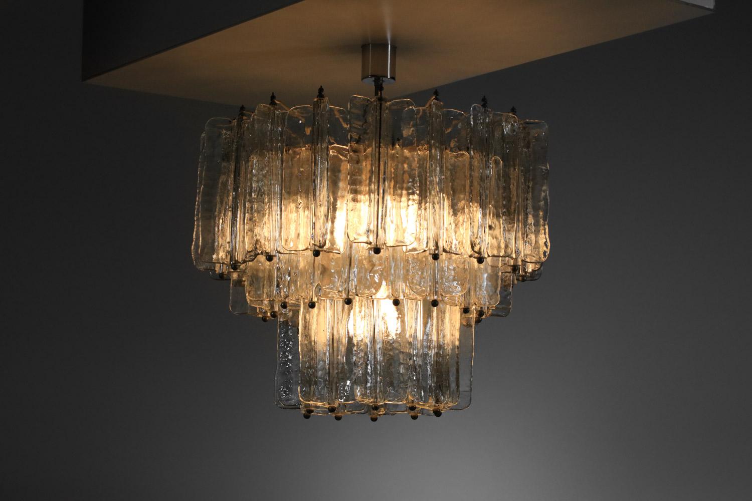 Large Italian Murano glass chandelier by venini 60's For Sale 5