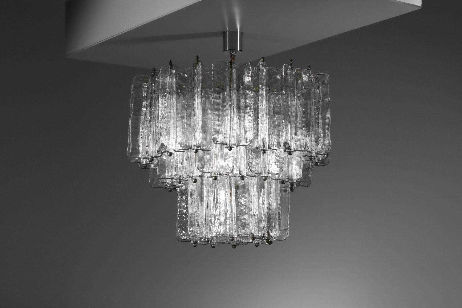 Large Italian Murano glass chandelier by venini 60's For Sale 6