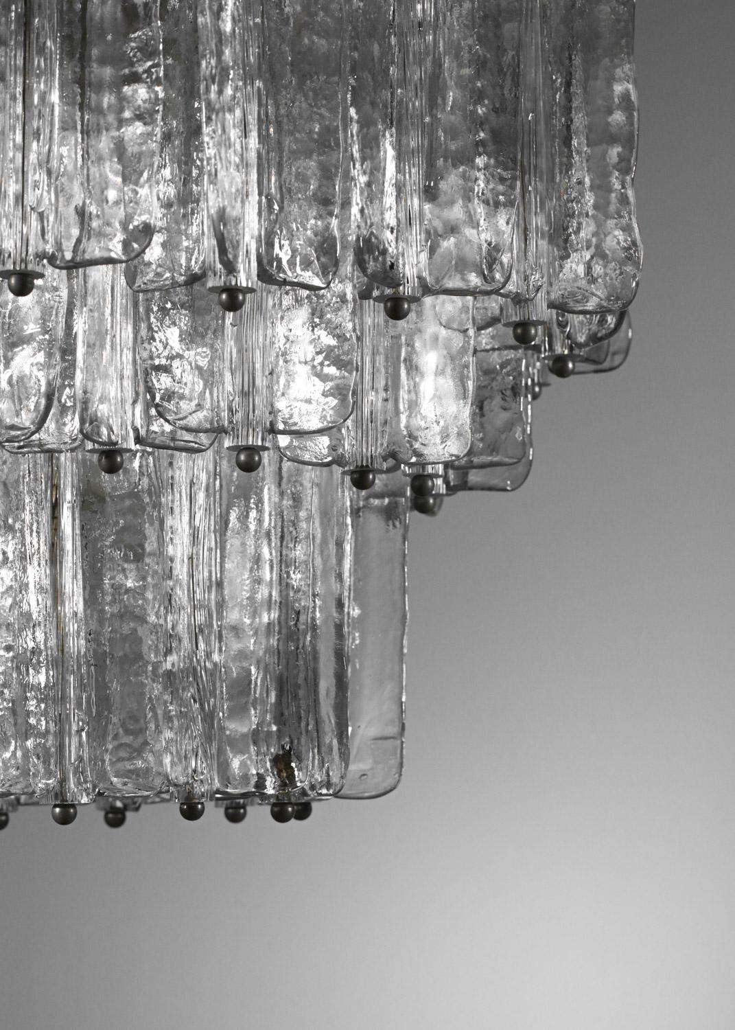 Large Italian Murano glass chandelier by venini 60's For Sale 7