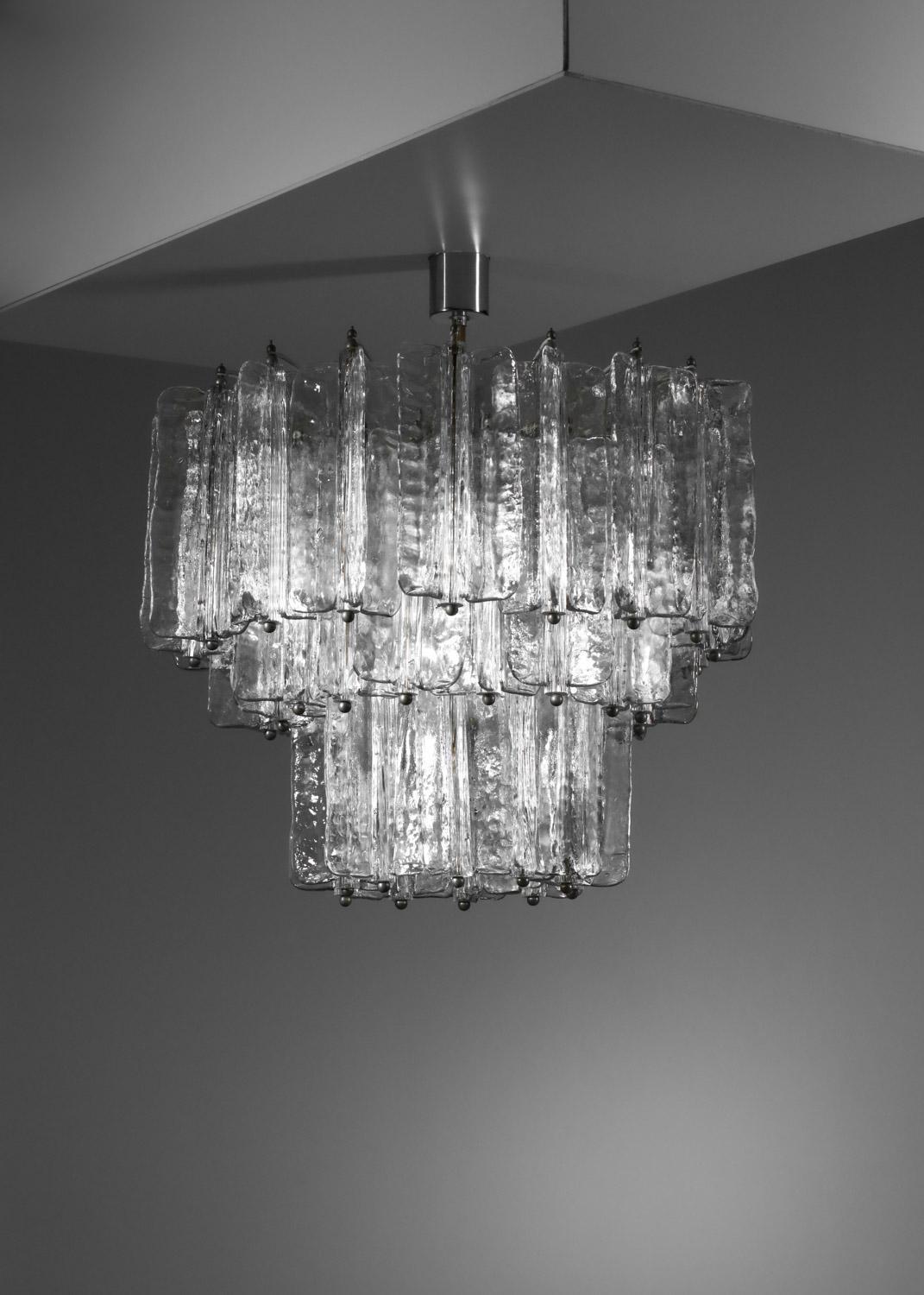 Large Italian Murano glass chandelier by venini 60's For Sale 8