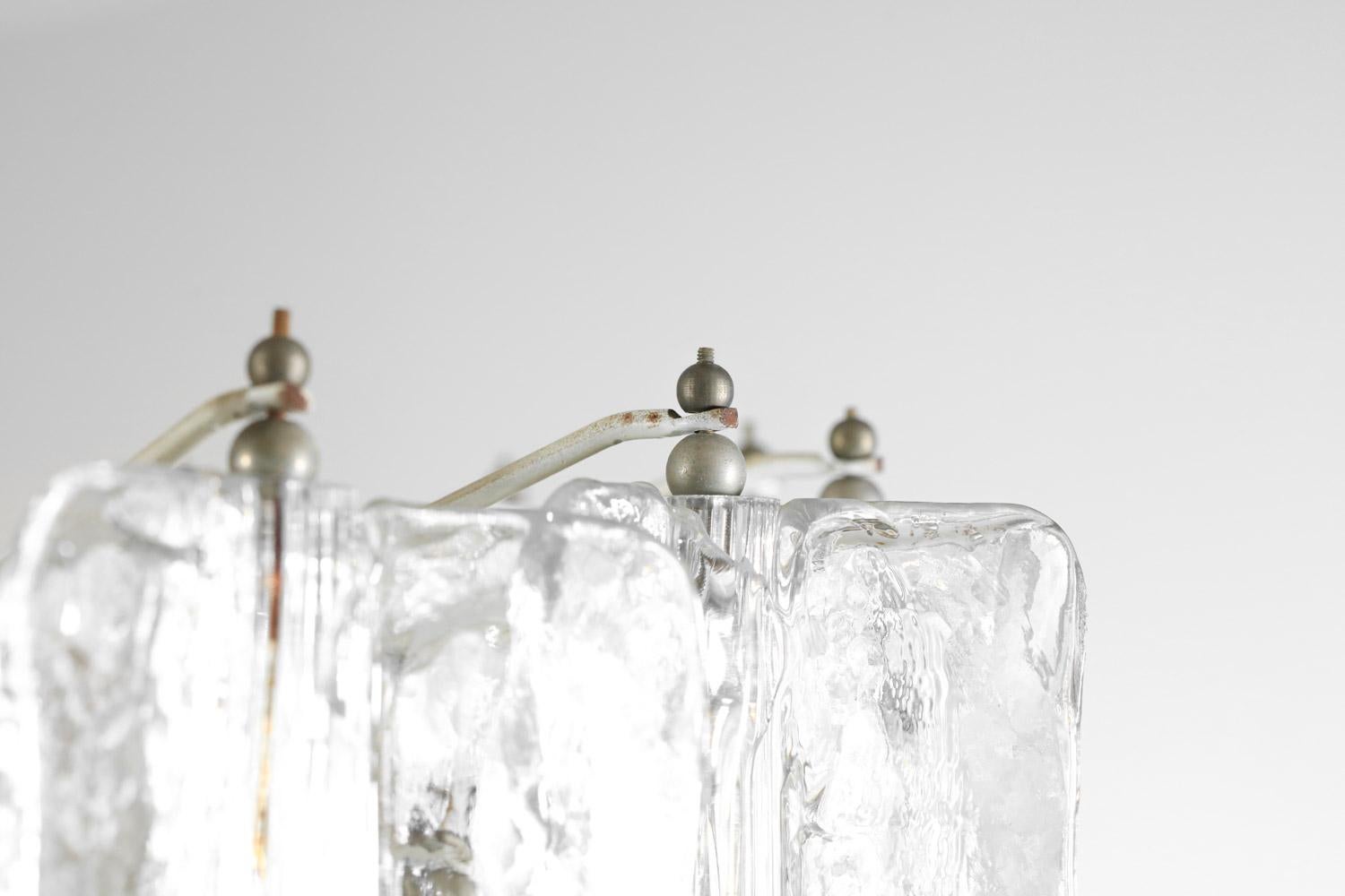 Large Italian Murano glass chandelier by venini 60's For Sale 9