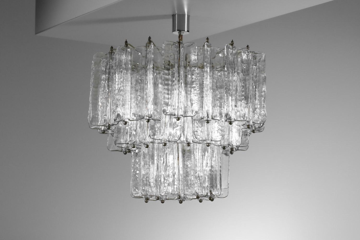 Large Italian Murano glass chandelier by venini 60's For Sale 10