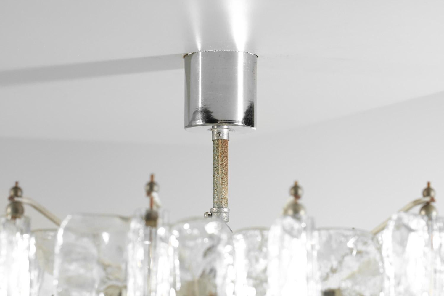 Large Italian Murano glass chandelier by venini 60's For Sale 11