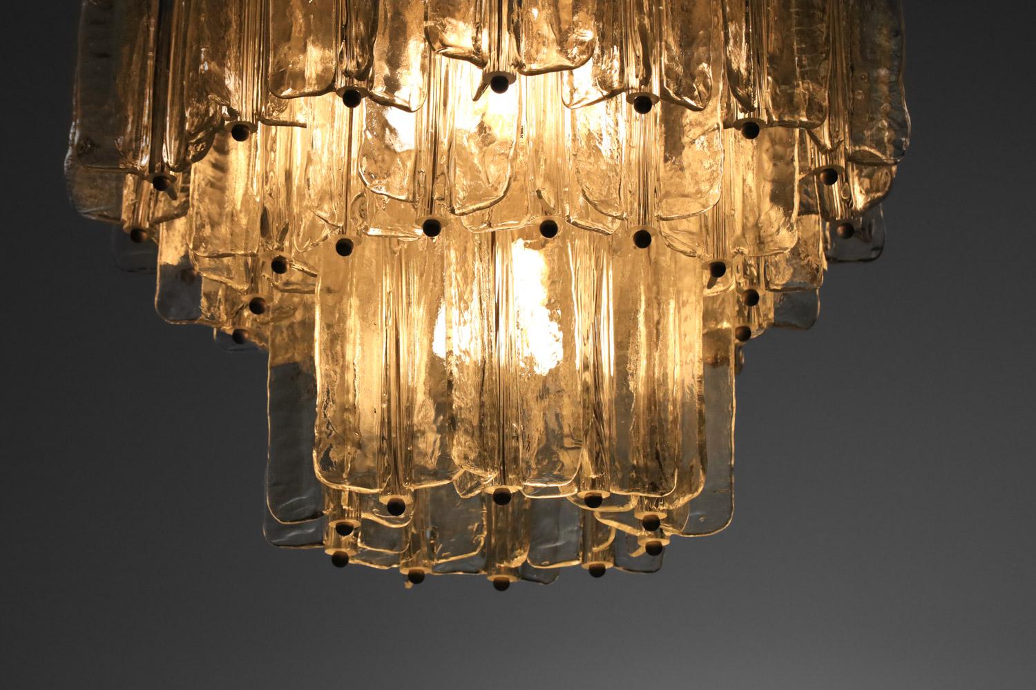 Large Italian Murano glass chandelier by venini 60's For Sale 1