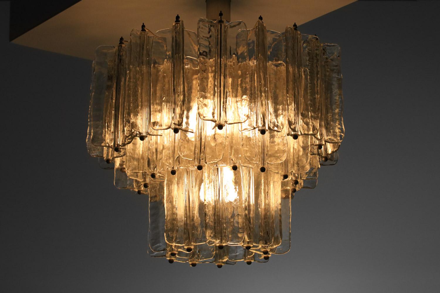 Large Italian Murano glass chandelier by venini 60's For Sale 3