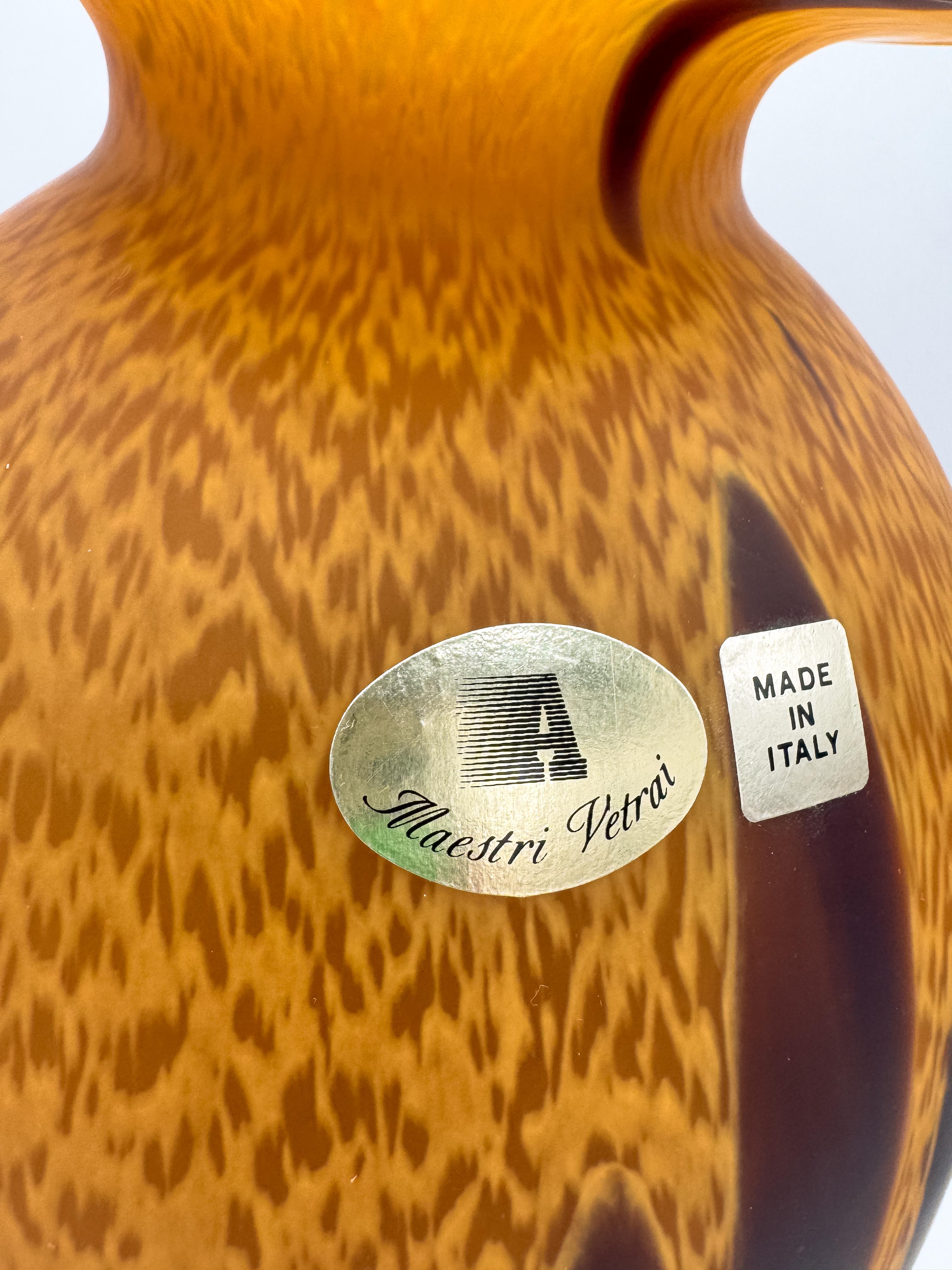 Mid-Century Modern Grand vase en verre dépoli de Murano à motif de tortue et de léopard Maestri Vetrai en vente