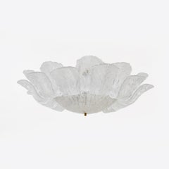 Large Italian Murano Glass Leaf Flush-Mount Ceiling Light
