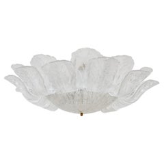 Large Italian Murano Glass Leaf Flush-Mount Ceiling Light