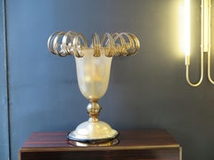 Large Italian Murano Glass Table Lamp in Tulip Shape