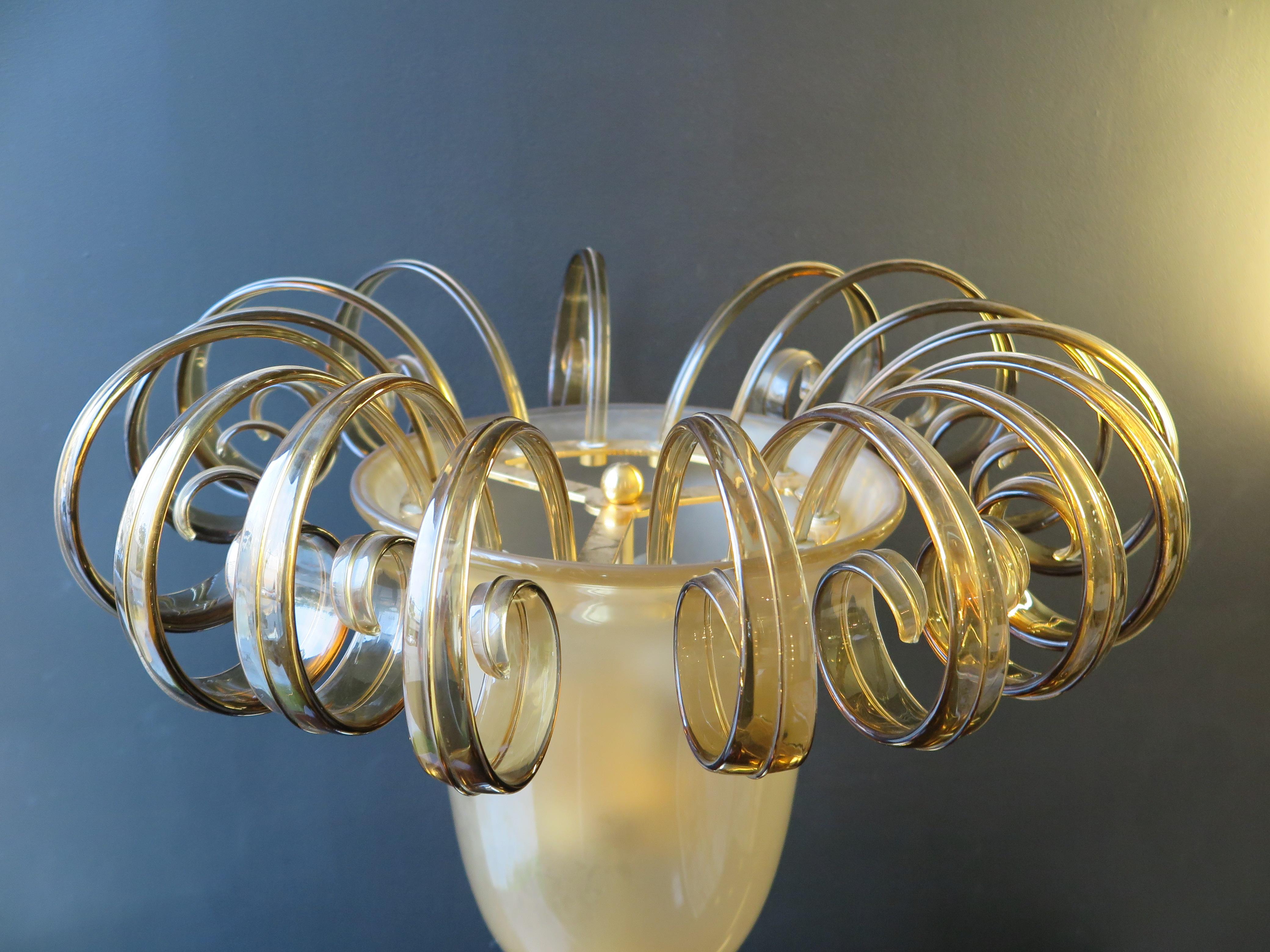 Large Italian Murano Glass Table Lamp in Tulip Shape For Sale 2