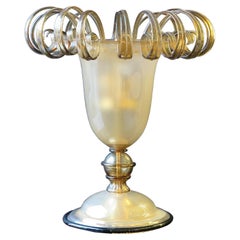 Vintage Large Italian Murano Glass Table Lamp in Tulip Shape