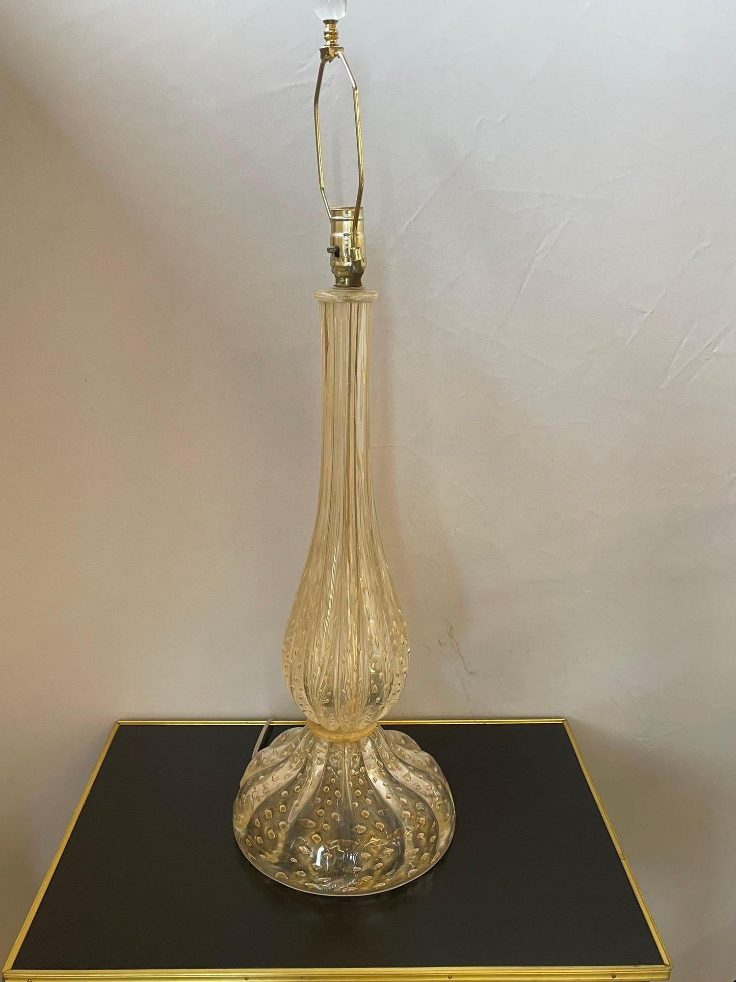 Mid-20th Century Large Italian Murano Glass Table Lamp, Mid-Century Modern, Barovier Toso Style For Sale