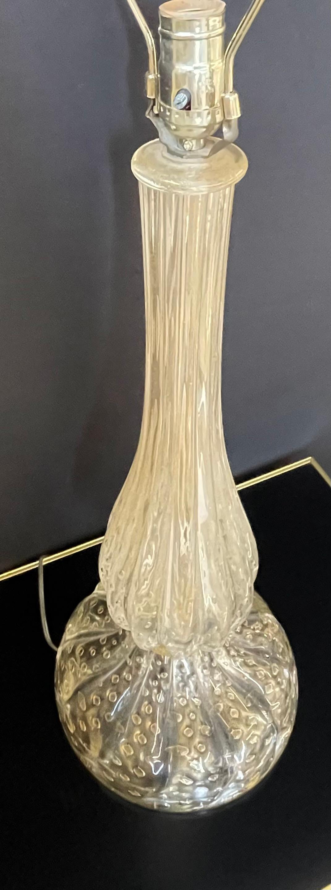 Milieu du XXe siècle Grande lampe de bureau italienne en verre de Murano, mi-siècle moderne, style Barovier Toso en vente