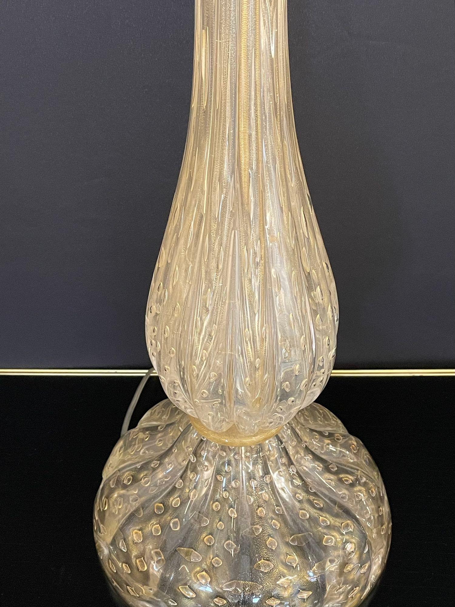 Large Italian Murano Glass Table Lamp, Mid-Century Modern, Barovier Toso Style For Sale 2