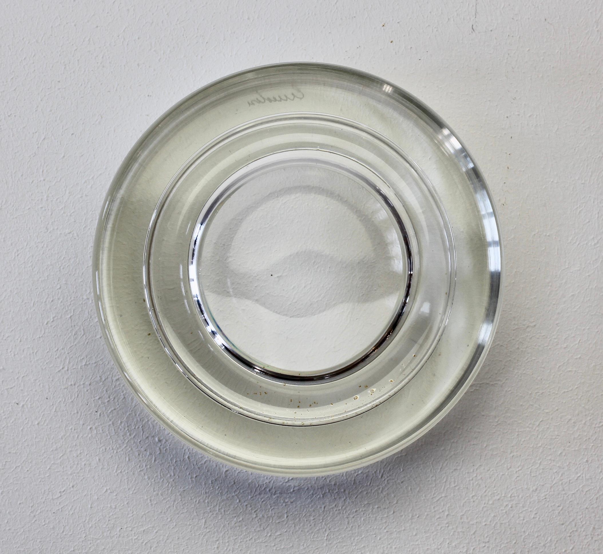 Antonio Da Ros Große italienische Muranoglasschüssel:: Schale oder Aschenbecher aus klarem Sommerso-Glas im Angebot 4