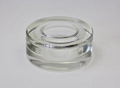 Antonio Da Ros Grand bol:: plat ou cendrier en verre clair Sommerso de Murano