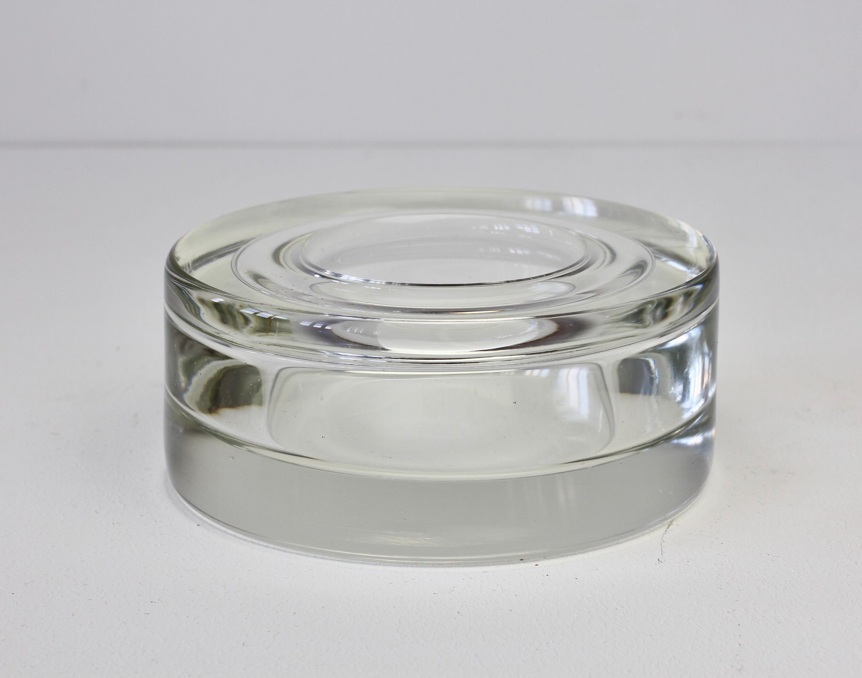 Mid-Century Modern Antonio Da Ros Grand bol:: plat ou cendrier en verre clair Sommerso de Murano en vente