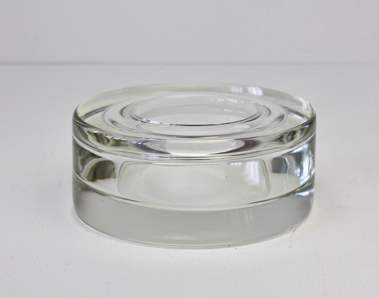 Mid-Century Modern Antonio Da Ros Large Italian Murano Clear Sommerso Glass Bowl, Dish or Ashtray For Sale