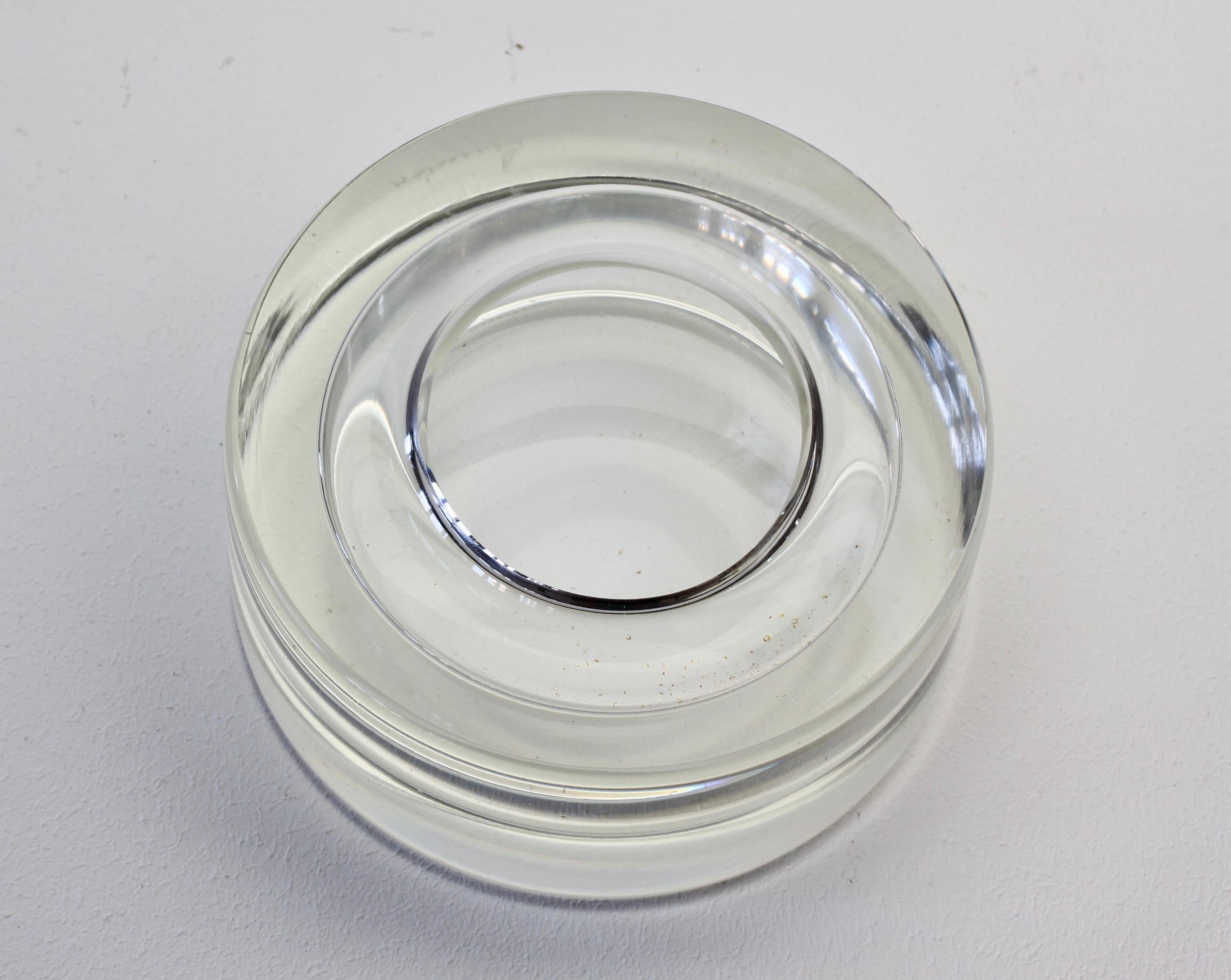 Antonio Da Ros Große italienische Muranoglasschüssel:: Schale oder Aschenbecher aus klarem Sommerso-Glas im Angebot 2