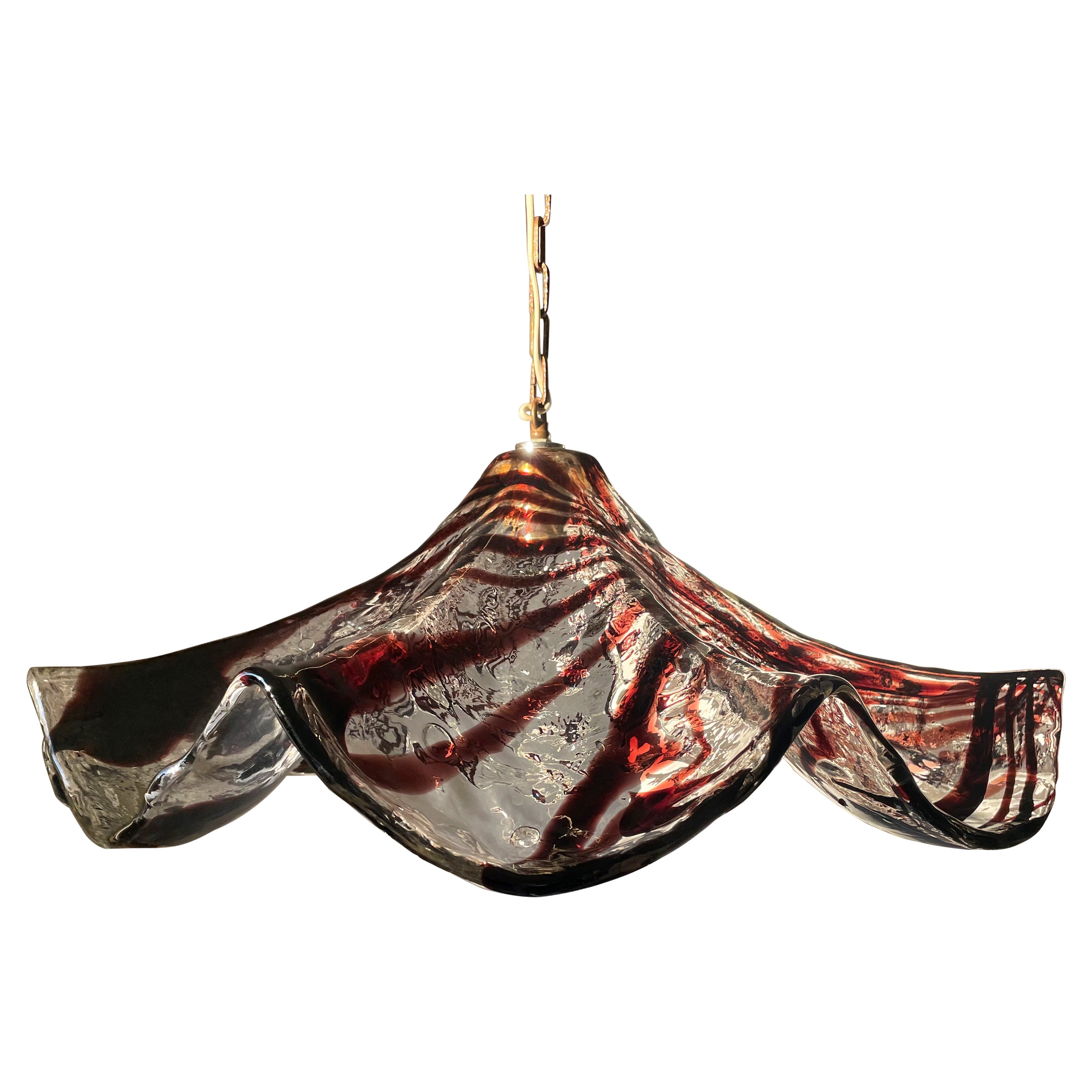Large Italian Murano Mazzega Art Glass Bell Flower Pendant, 1960s