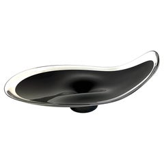 Large Italian Murano Sommerso Flavio Poli Glass Black & Clear Free Form Bowl
