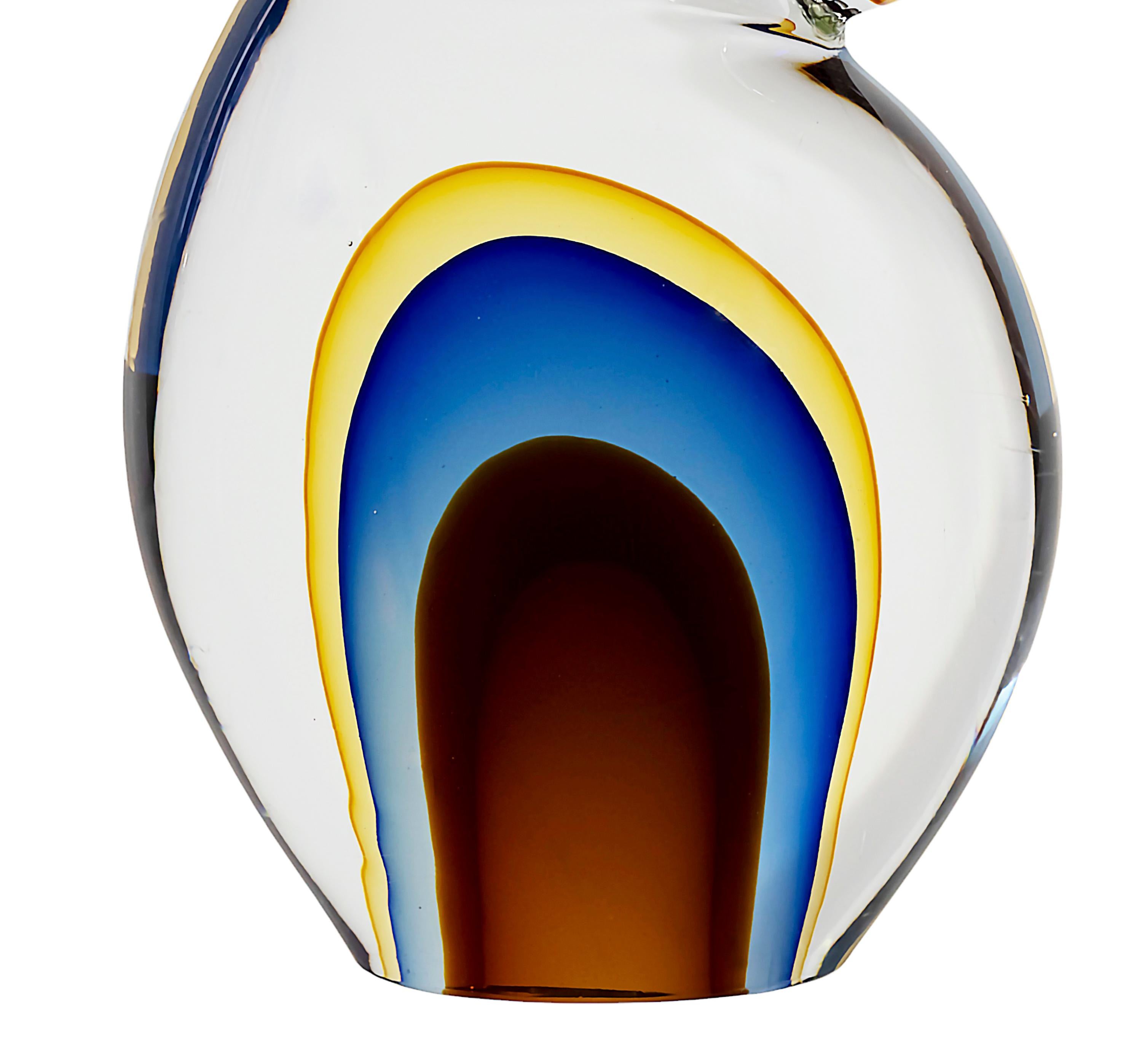 Mid-Century Modern Grande sculpture toucan italienne en verre Sommerso de Murano par Romano Dana, années 1970 en vente