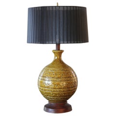 Large Italian Mustard Ceramic Lamp by Aldo Londi for Bitossi