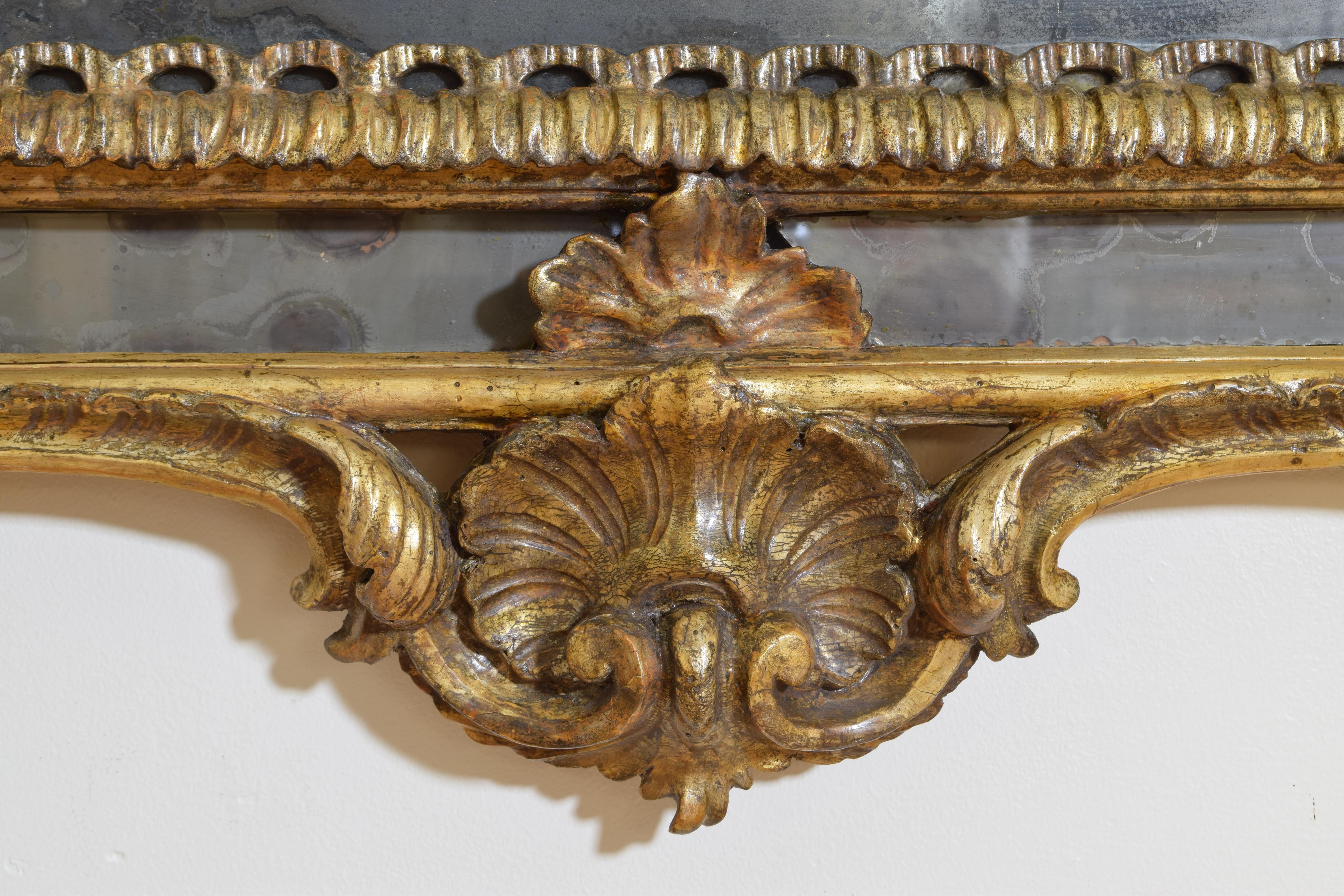 Large Italian, Naples, Rococo Carved Wood and Mecca Wall Mirror For Sale 9