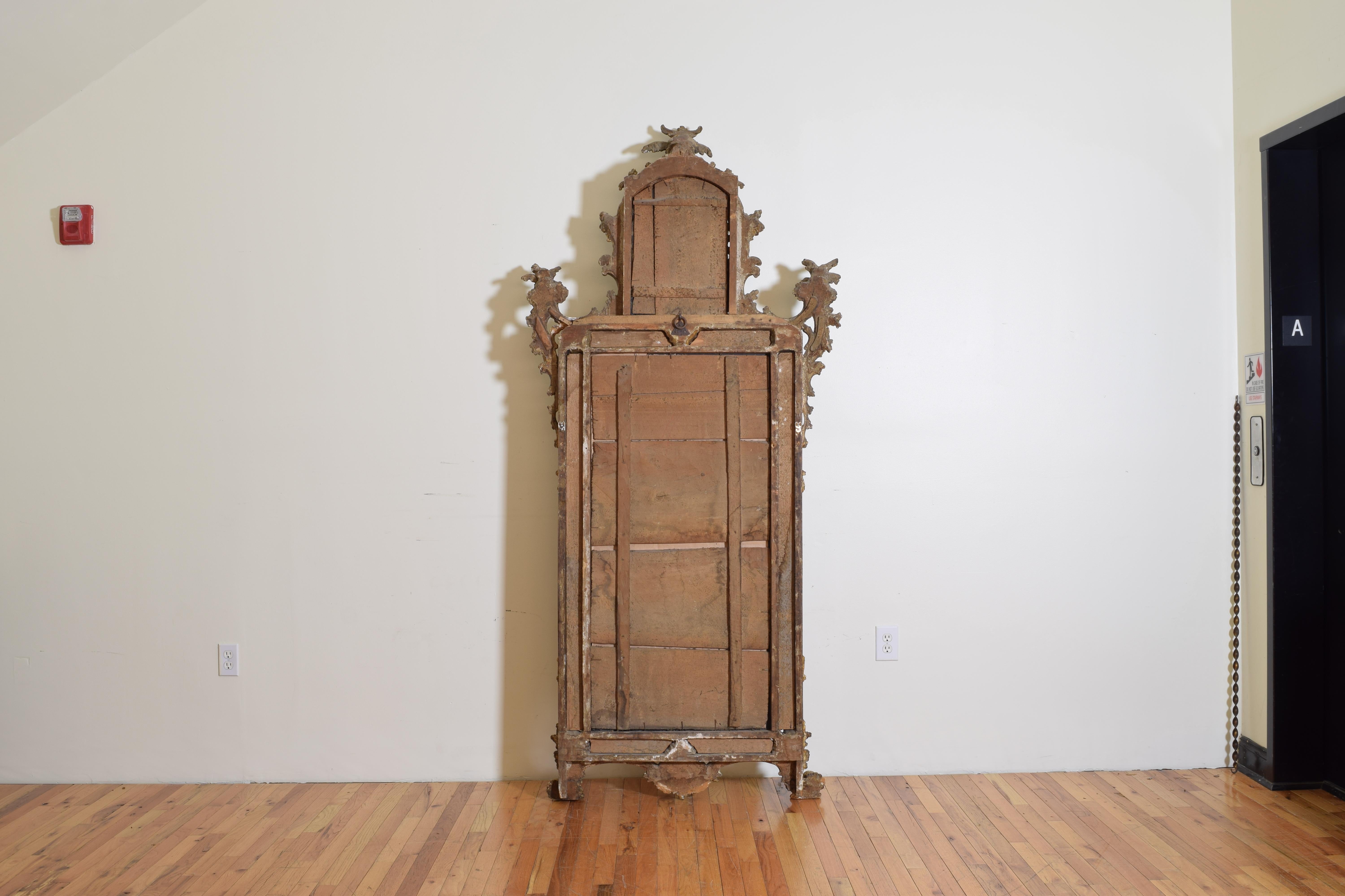 Large Italian, Naples, Rococo Carved Wood and Mecca Wall Mirror For Sale 12
