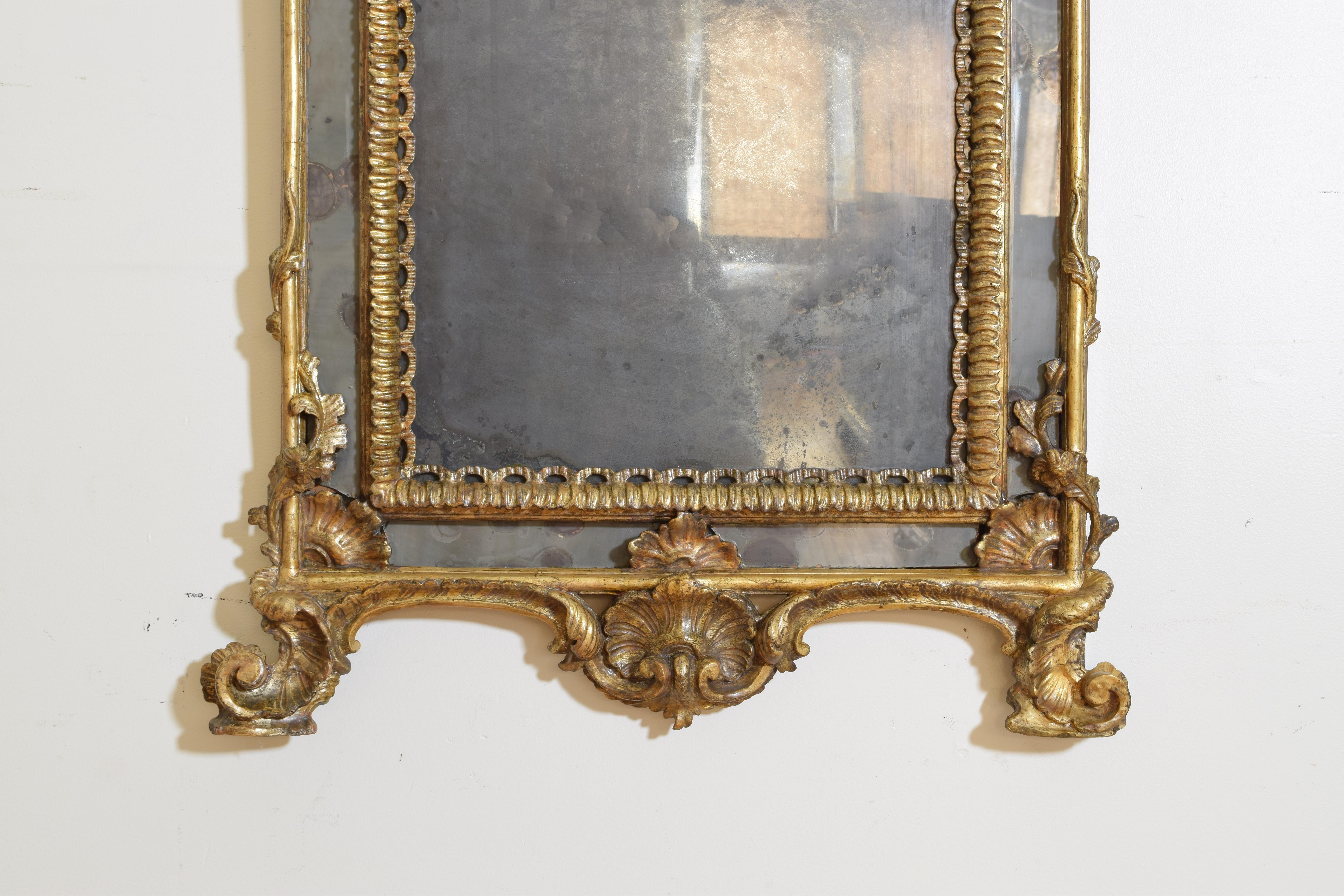 Large Italian, Naples, Rococo Carved Wood and Mecca Wall Mirror For Sale 2