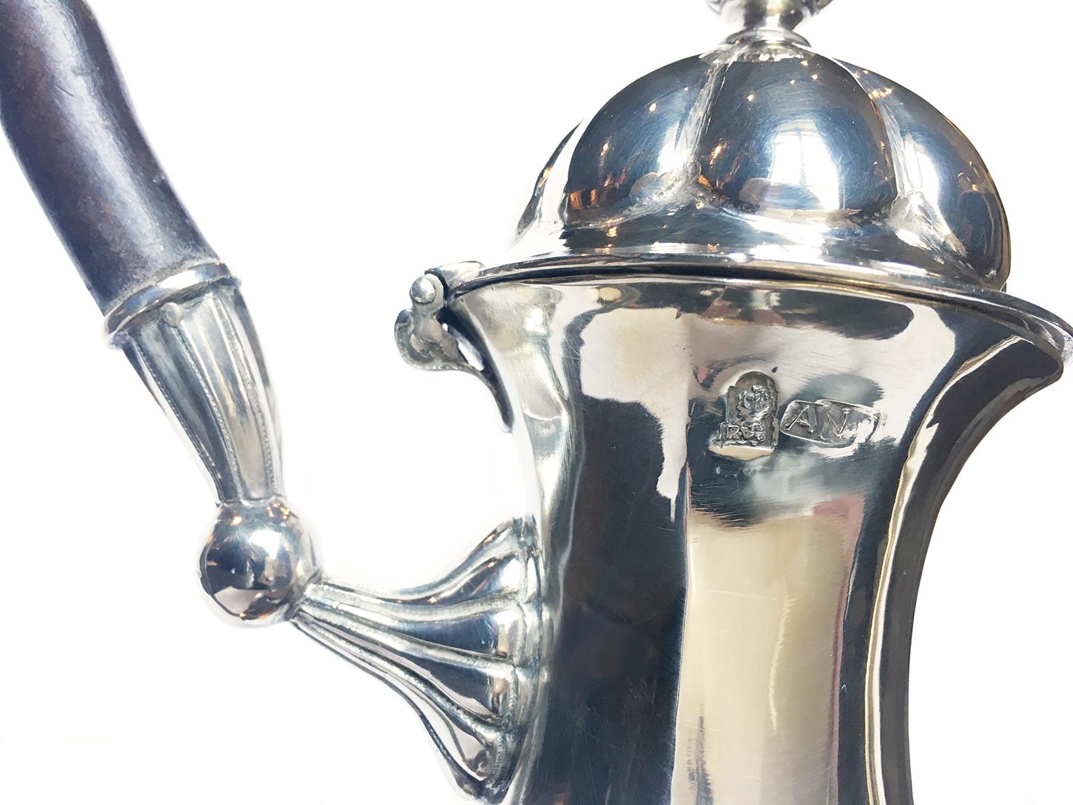 Embossed Ancient Neoclassic Sterling Silver Coffee Pot, Palermo, Sicily circa 1789 For Sale
