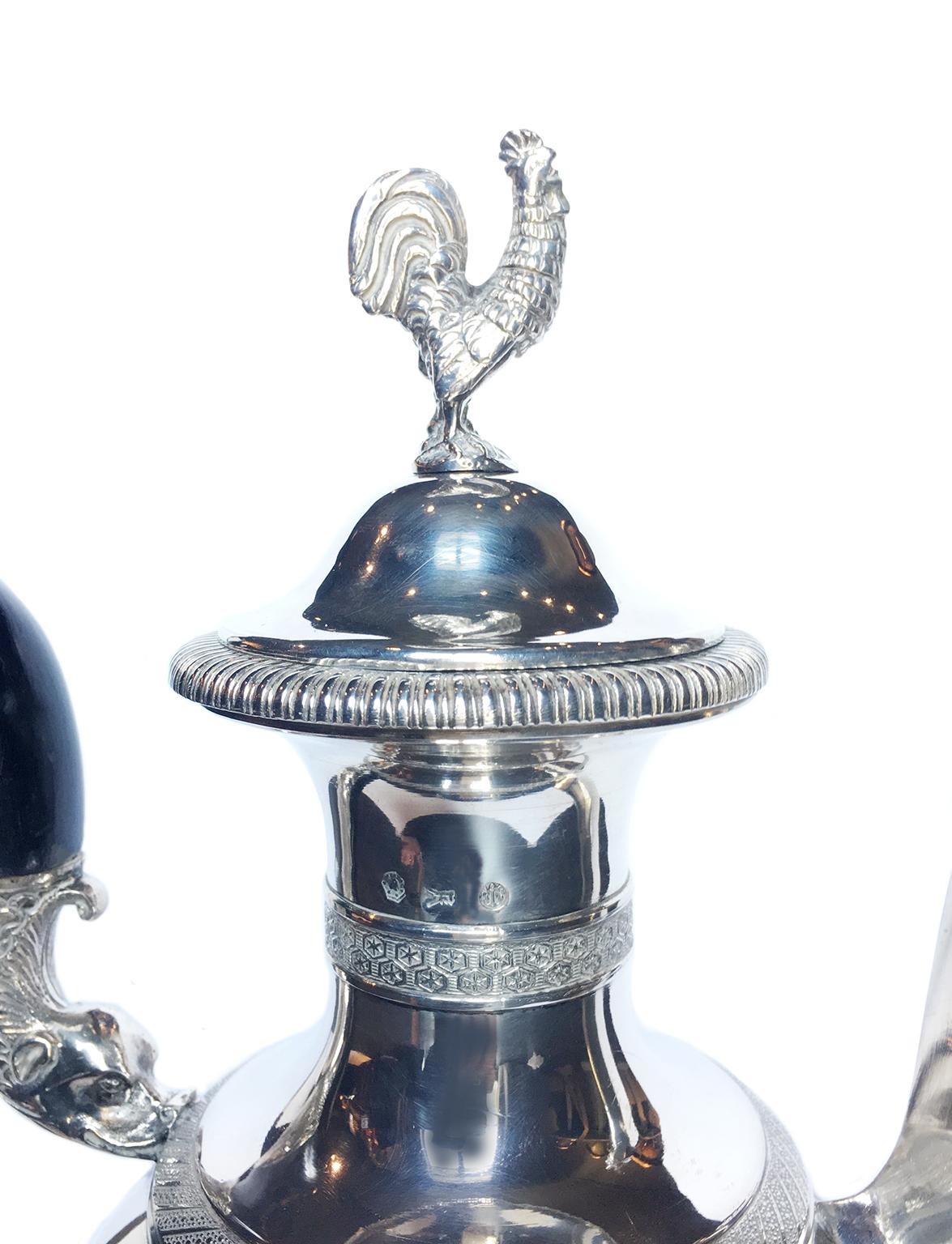 Large Italian Neoclassic Sterling Silver Coffee Pot, Milan, Circa 1830 For Sale 4