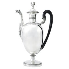 Large Italian Neoclassic Sterling Silver Coffee Pot, Milan, Circa 1830