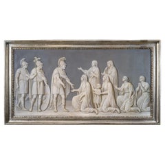 Antique Large Italian Oil on Canvas en Grisaille Depicting Volumnia Veturi & Coriolanus