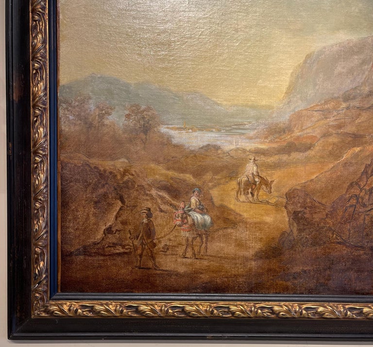 Large Italian Oil on Canvas Landscape Painting In Good Condition For Sale In Kilmarnock, VA