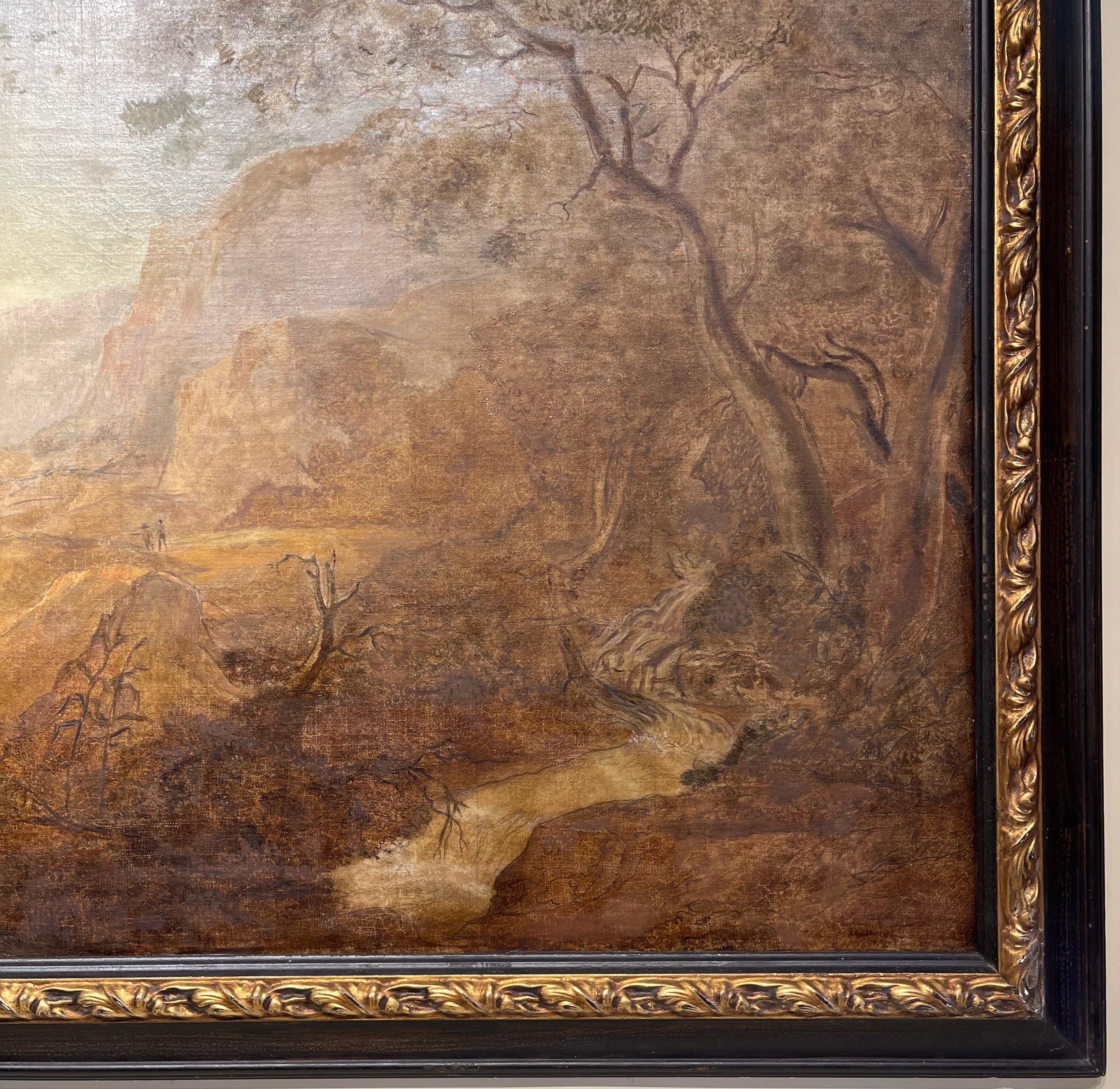 19th Century Large Italian Oil on Canvas Landscape Painting For Sale