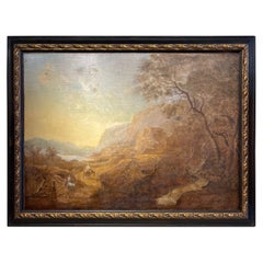 Grande dipinto di paesaggio italiano olio su tela