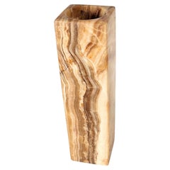 Large Italian Onyx Vase, Beige, Square Shape, 1960s