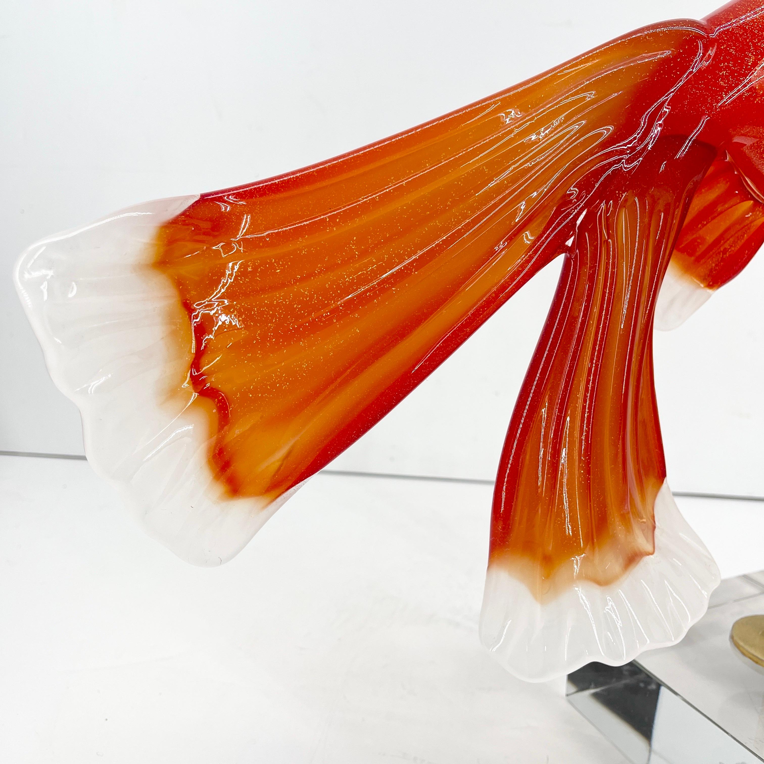 Grande sculpture italienne de poisson en verre orange de Pino Signoretto, Murano 8
