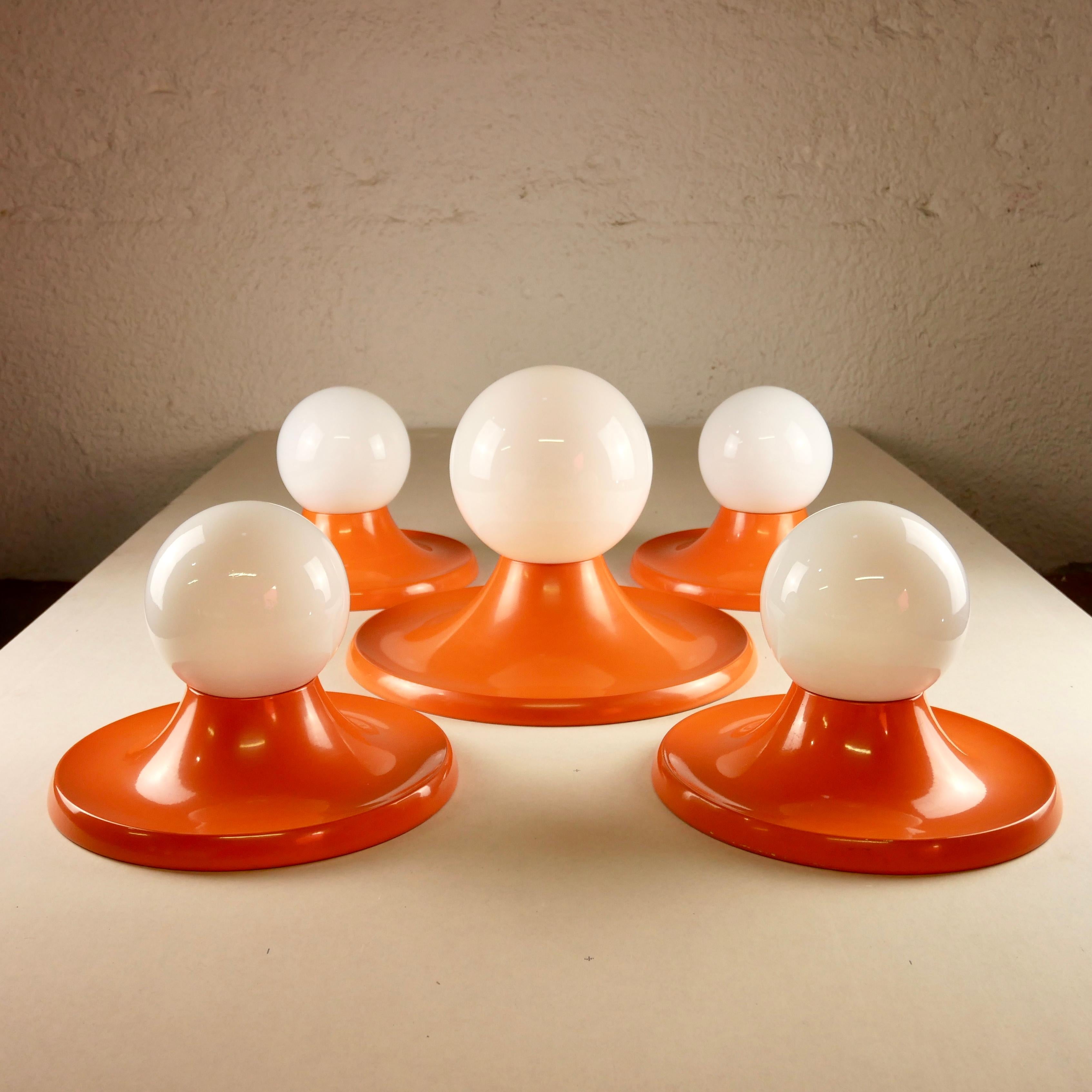 Large Italian Orange Wall Lamp « Light Ball » by Castiglioni for Arteluce Flos 5