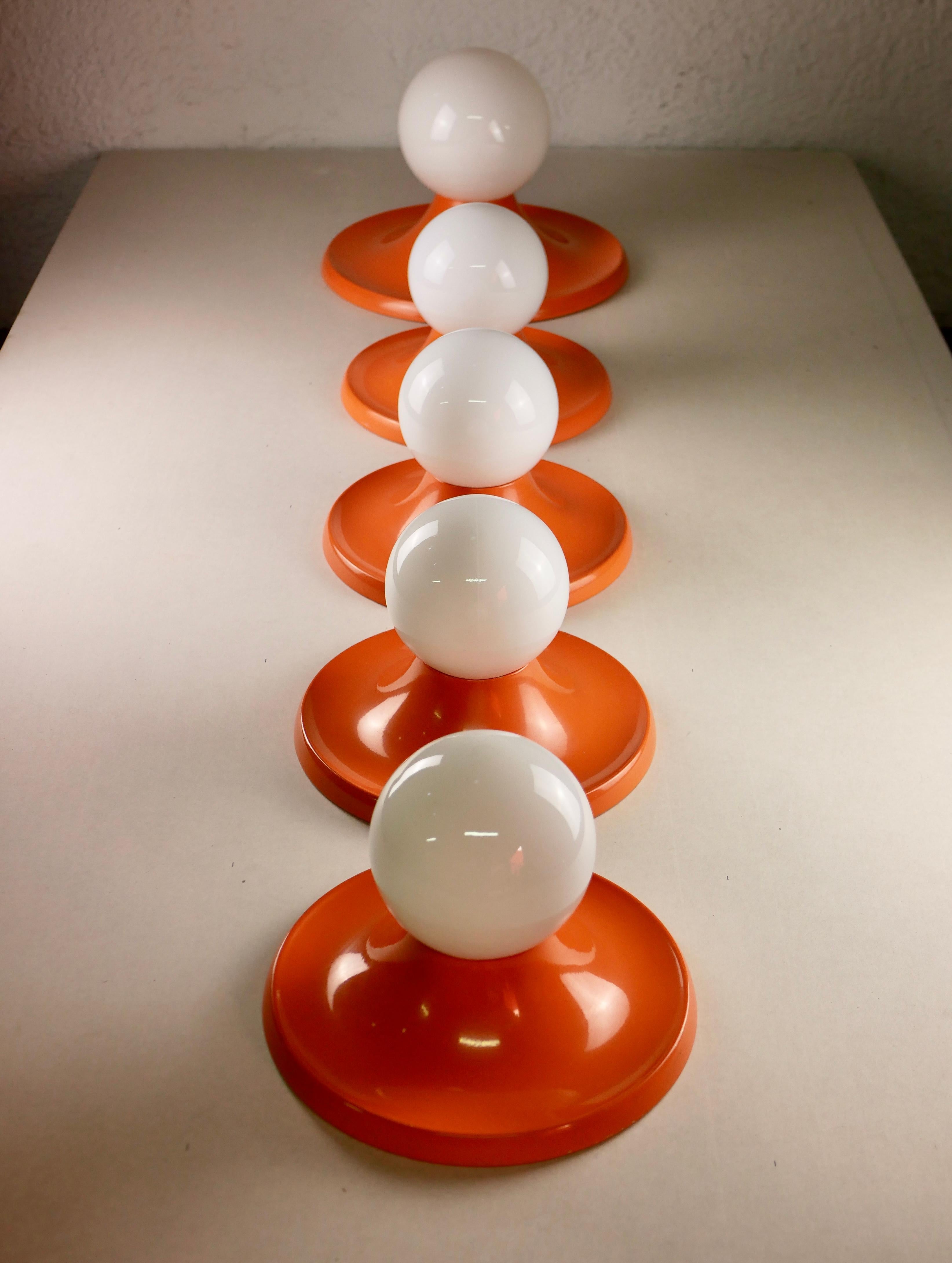 Large Italian Orange Wall Lamp « Light Ball » by Castiglioni for Arteluce Flos 6