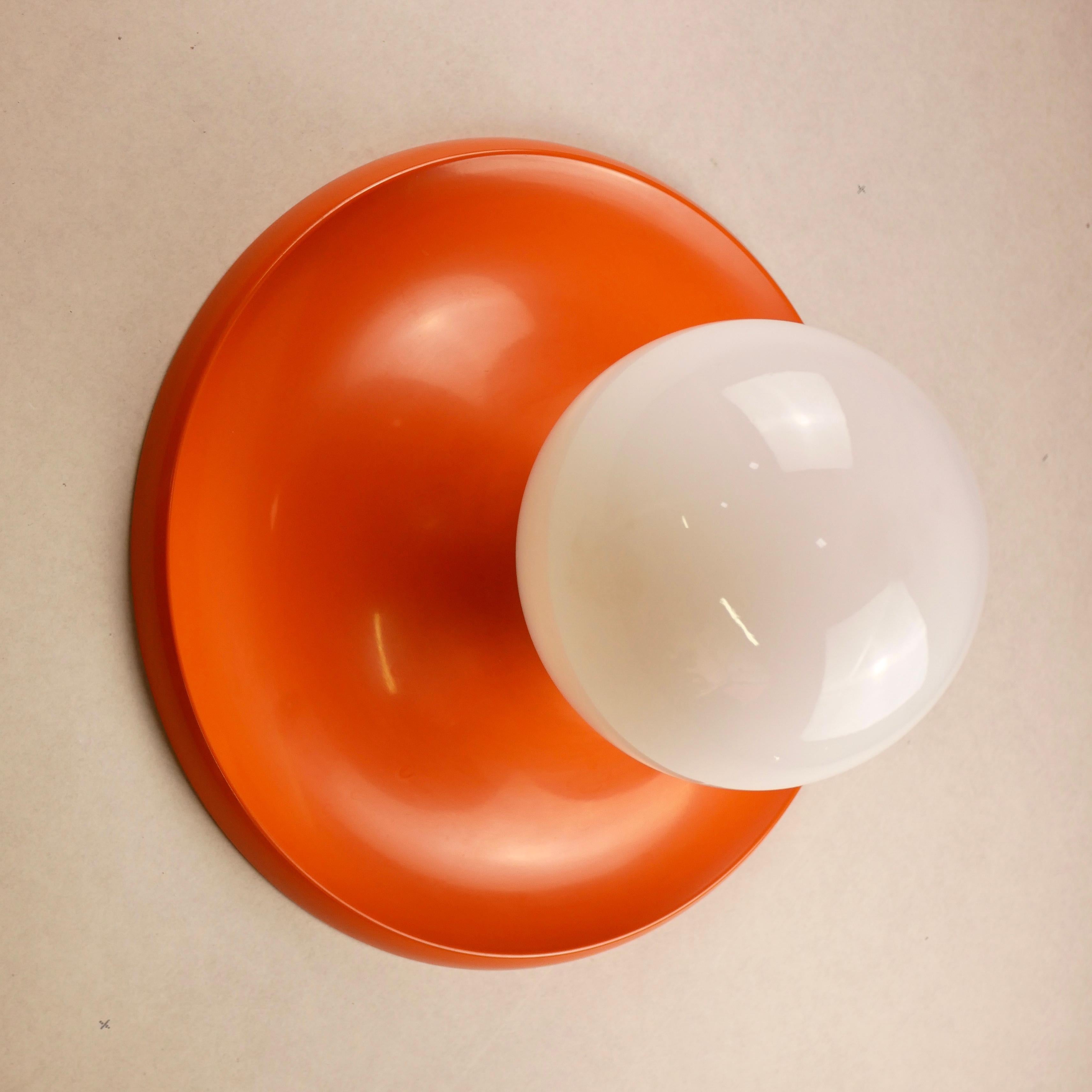 Metal Large Italian Orange Wall Lamp « Light Ball » by Castiglioni for Arteluce Flos