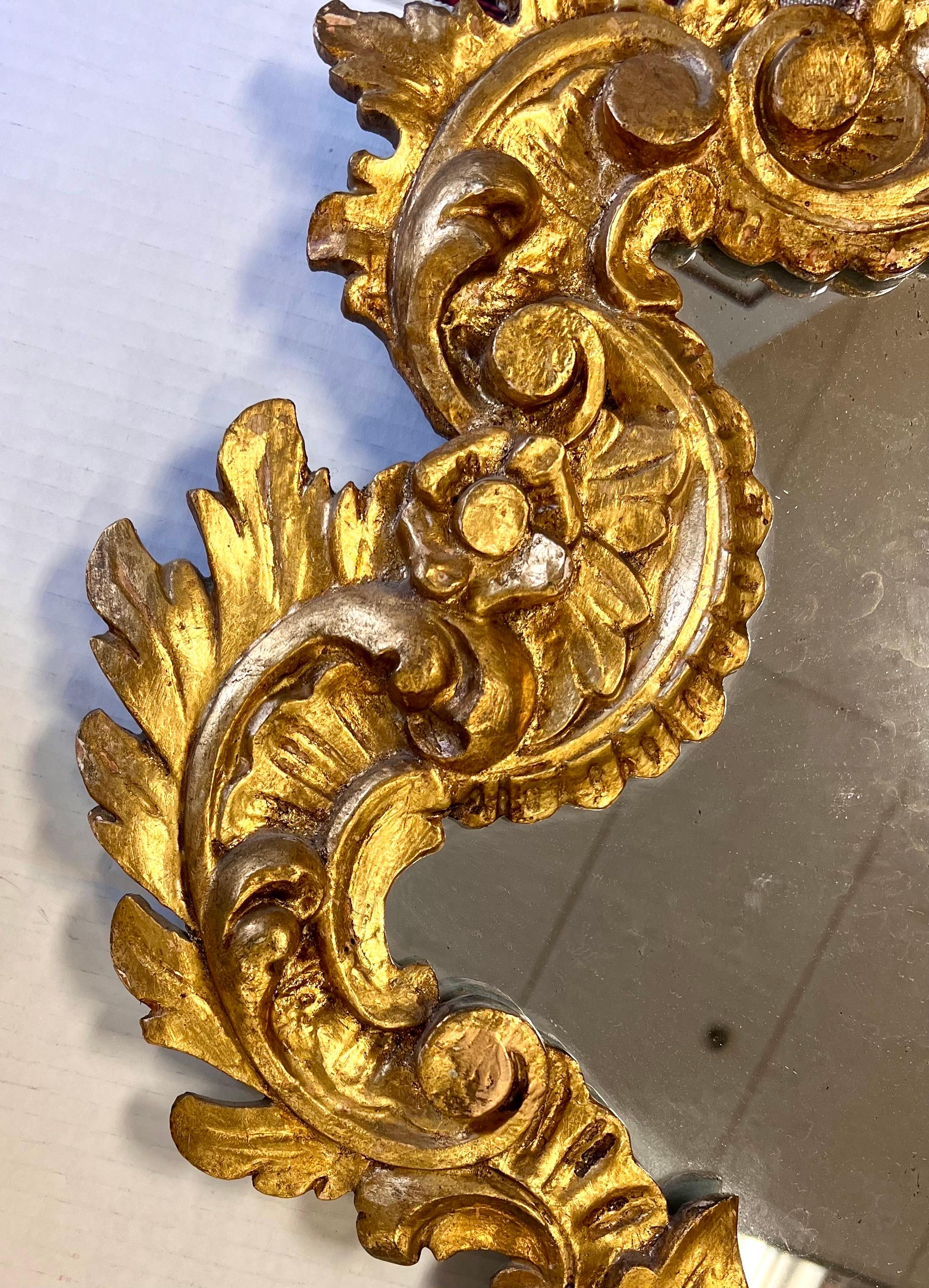 20th Century Large Italian Ornate Carved Gold Giltwood Mirror For Sale