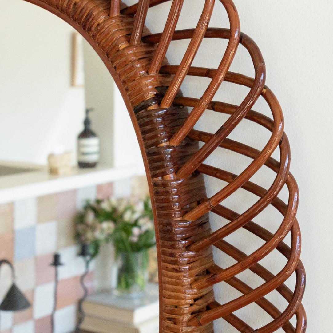 Large Italian Oval Rattan Mirror 6