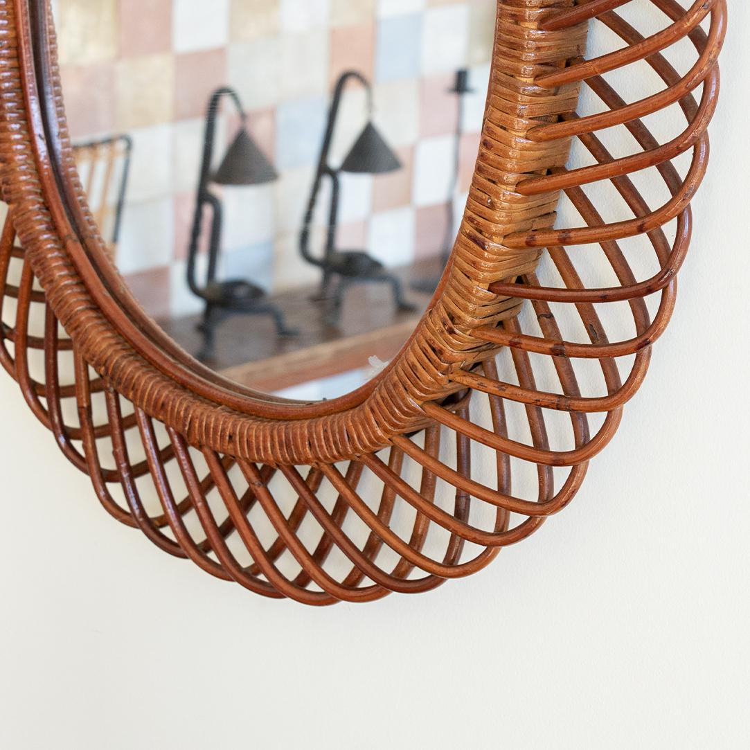 Large Italian Oval Rattan Mirror 7