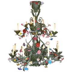 Large Italian Painted Tole Chandelier