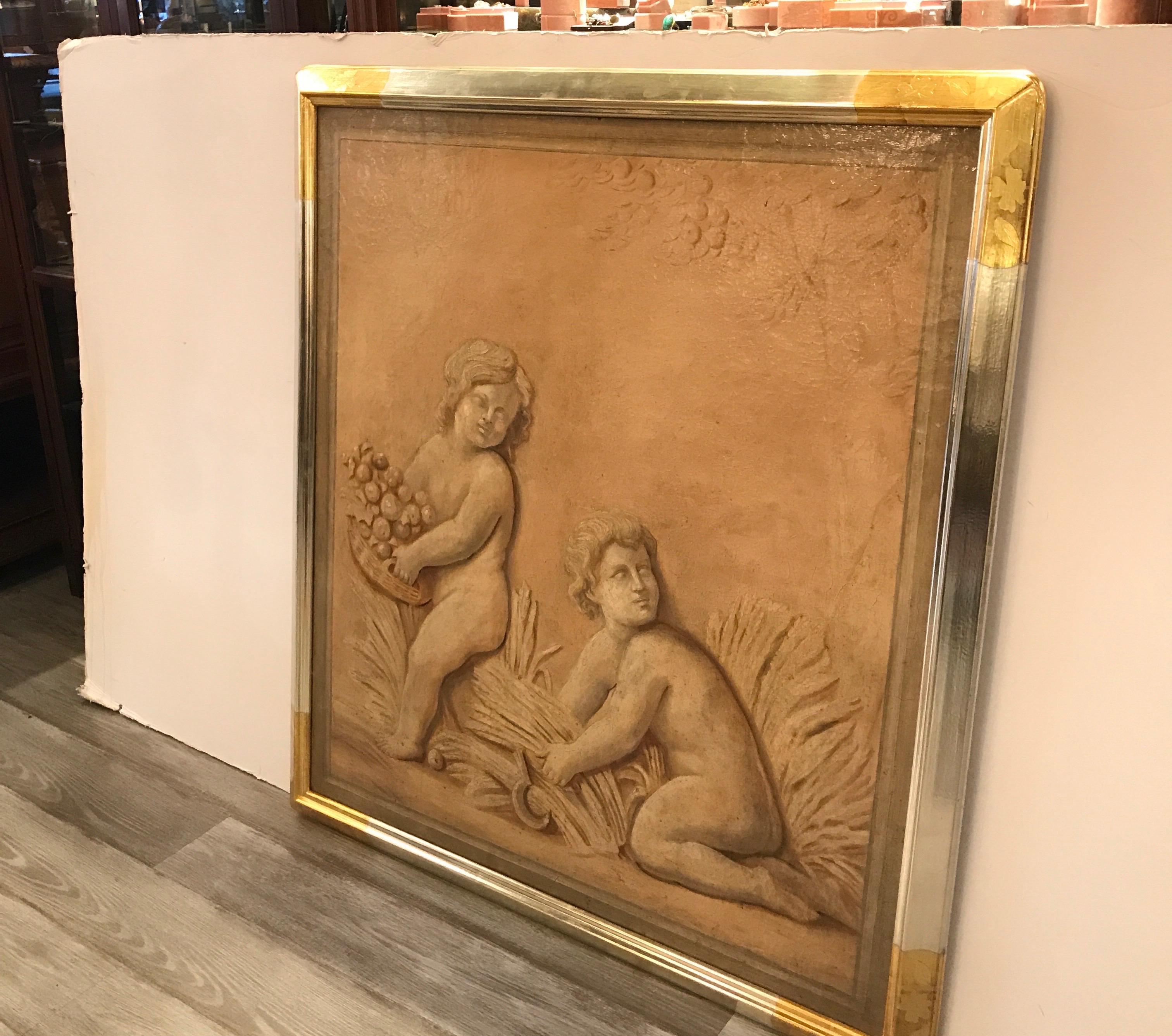 Gilt Large Italian Painting in Later Quality Frame