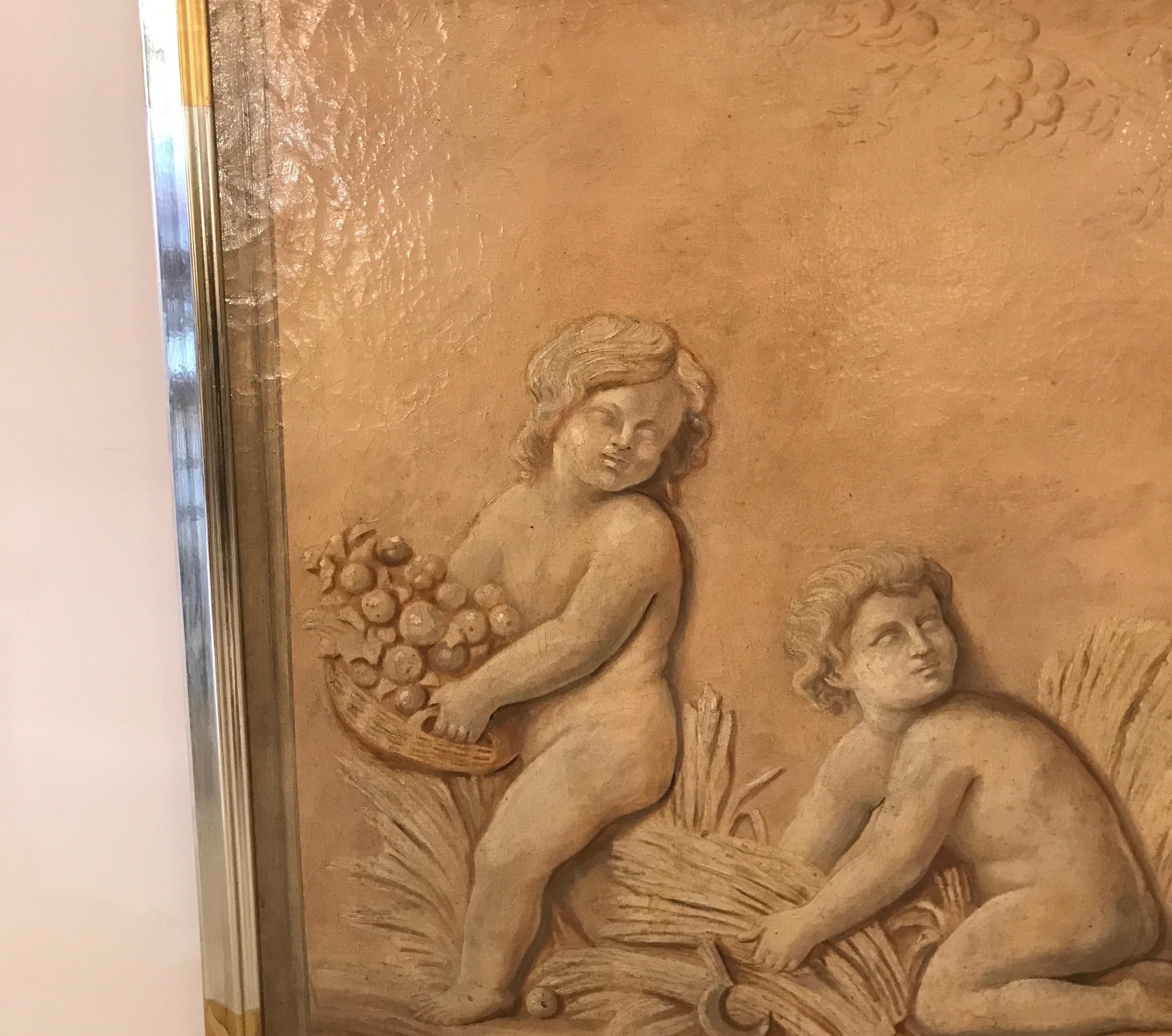 Large Italian Painting in Later Quality Frame In Good Condition In Lambertville, NJ